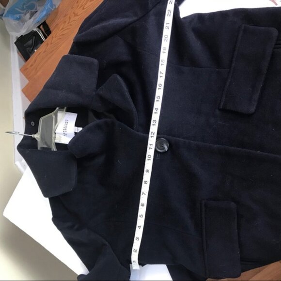 DEREK LAM 10 CROSBY New Minimalist Wool Coat Faux Fur Trim Oversized Pockets XL - Picture 12 of 16